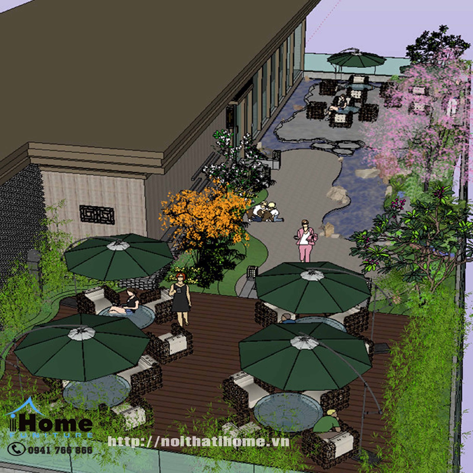 thiết kế quán cafe sân vườn đẹp ở Hải Phòng